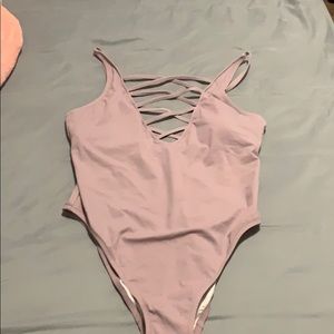 VS pink one piece strappy swim suit